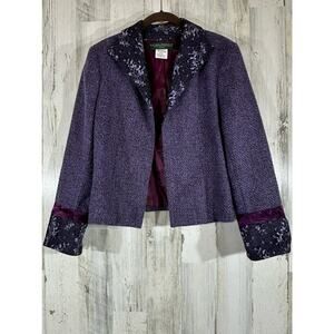 Harve Benard Blazer Purple Tweed Lace Wool Blend Size 10‎ Petite Vintage